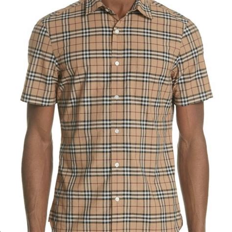 burberry short sleeve button white|Burberry gray short sleeve shirt.